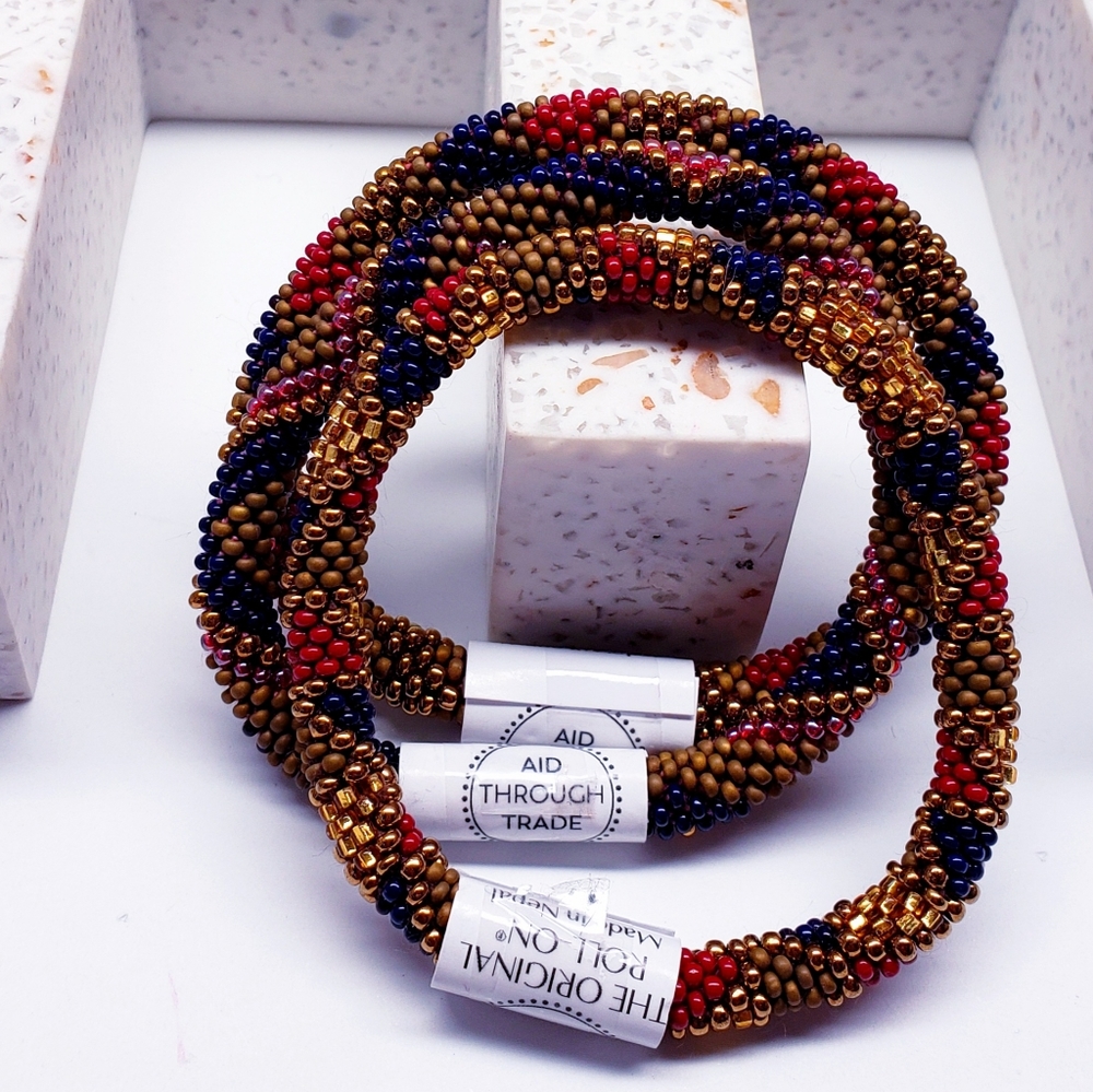 EARTHBERRY -Original Roll-On® Bracelets, 7" round, made in Nepal #2 (3 pieces)